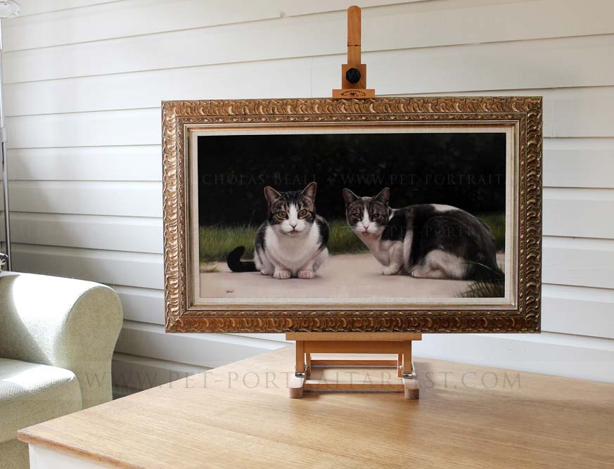 cat portraits in oils framed