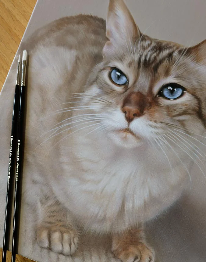 Tia’s finished oil portrait, beautifully framed and ready for its new home.