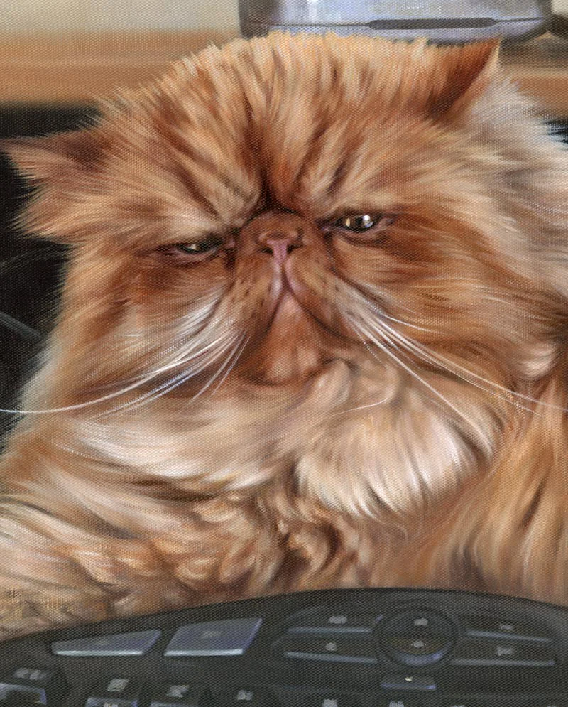 Close-Up of Cat Oil Portrait Close-up detail of the oil cat portrait of Puff.