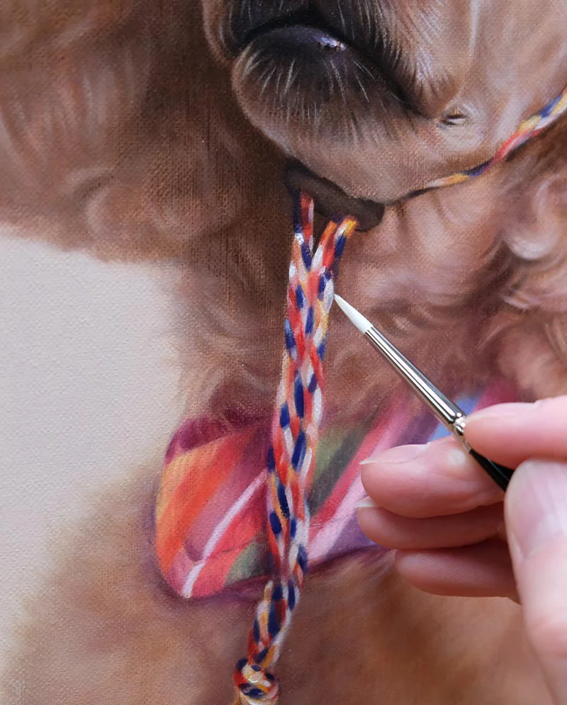 Detail View of Poodle Portrait, showing expressive eyes Detailed view of a Poodle portrait, focusing on the eyes and facial features