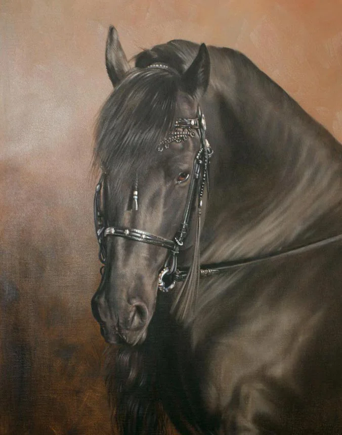 Oil painting of Eric the horse by Nicholas Beall on canvas