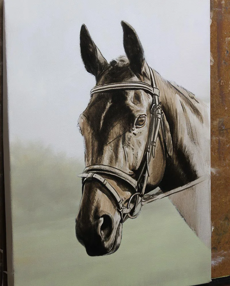 Work in Progress – Oil on Canvas Horse Portrait Work in progress on the oil on canvas horse portrait of Leah.