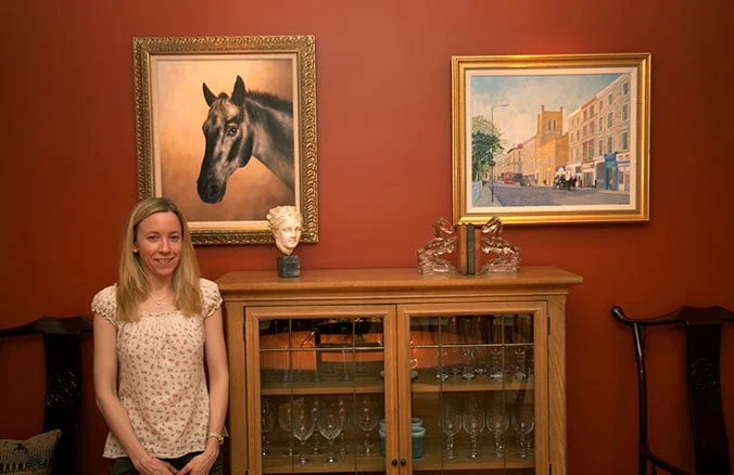 Jake: Elegant horse portrait wedding gift by Nicholas Beall Horse oil portrait wedding commission for Jake, displayed beautifully