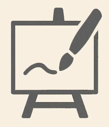 Creating the Portrait Icon An icon of an artist's easel with a brush, symbolizing the creation of the portrait.