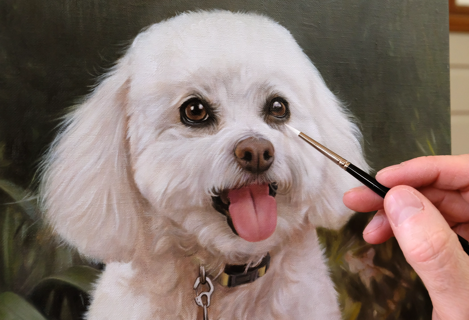 Nicholas painting the portrait in oil of Lulu.