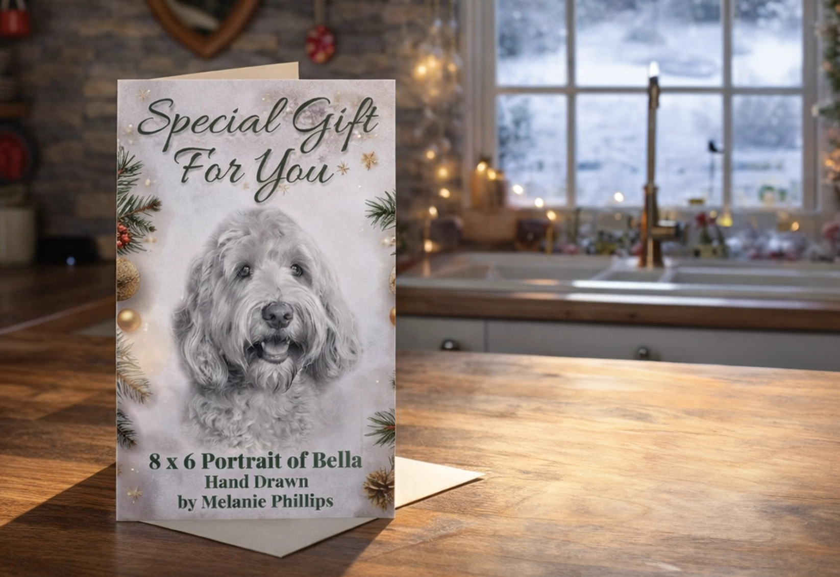 Gift voucher card for Bella the dog