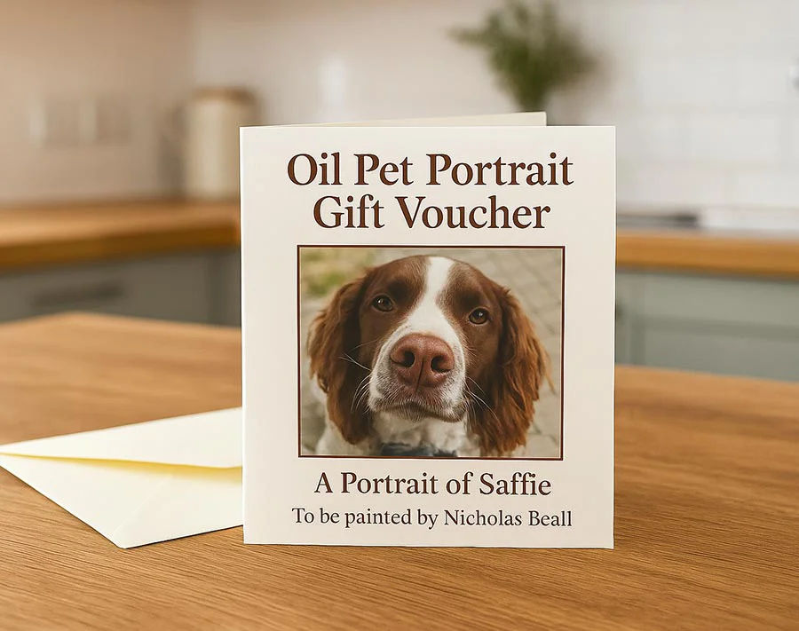 Custom Pet Portrait Gift Voucher Sample A beautifully designed pet portrait gift voucher by Melanie and Nicholas