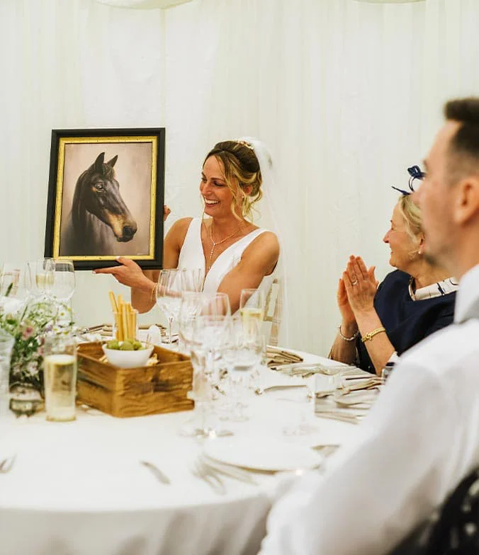 Assy: Horse portrait as a wedding gift for James and Emma Oil portrait of a horse, gifted as a wedding present