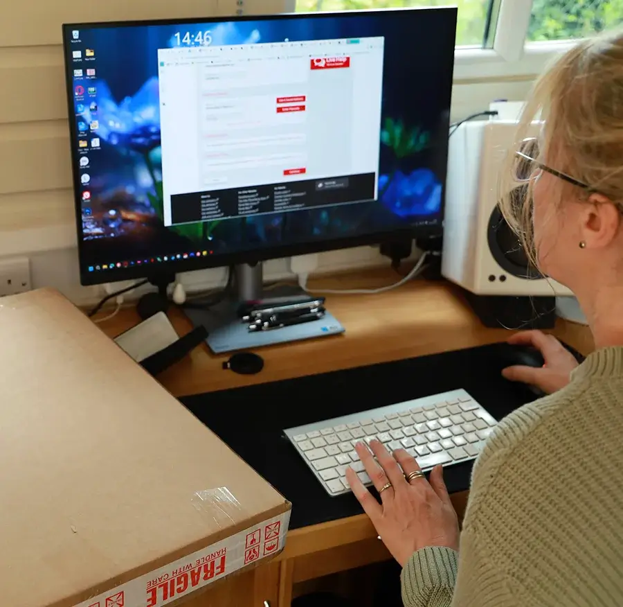 Sealed package with shipping labels